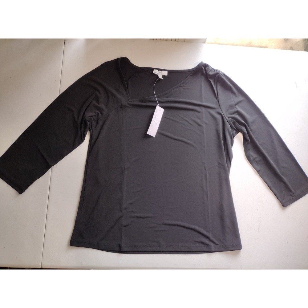 Shavonne Dorsey Women's Black Top Long Sleeve V Neck Casual Blouse L